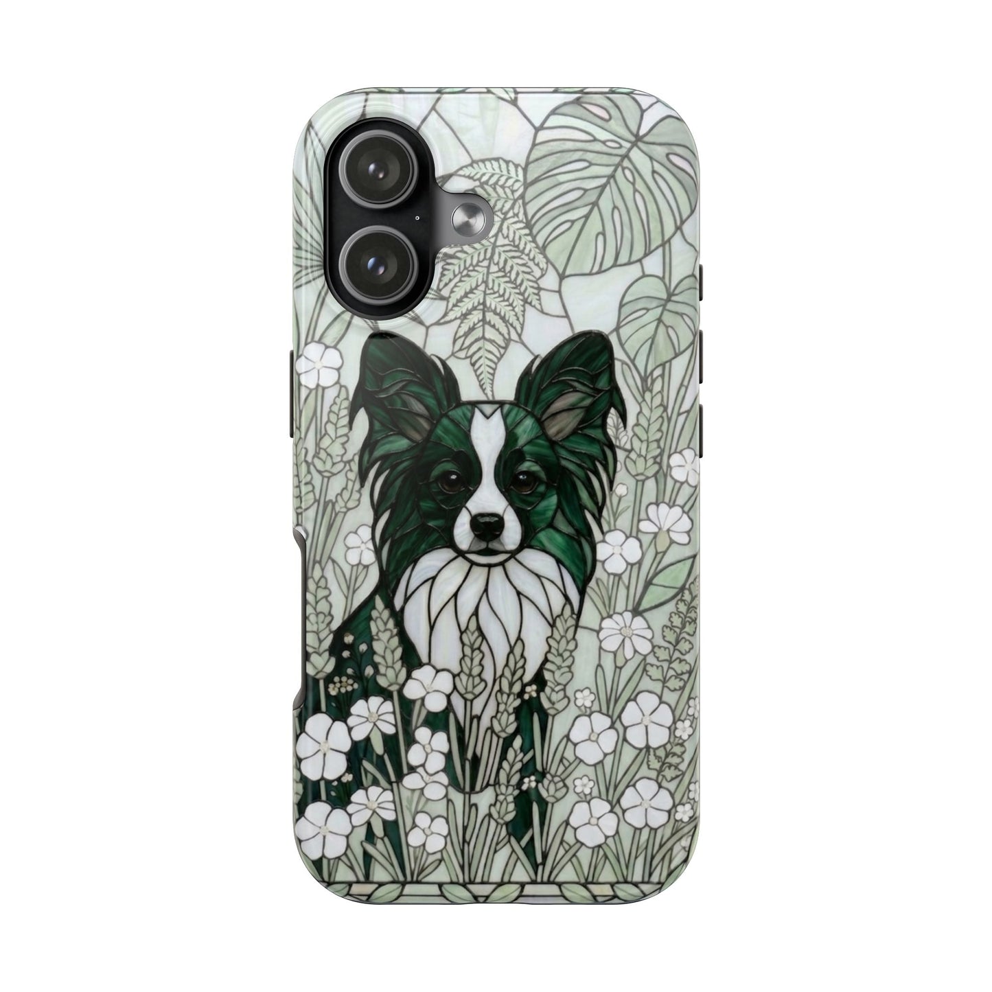 Papillon Stained Glass Style Tough Case — Botanical Green Theme