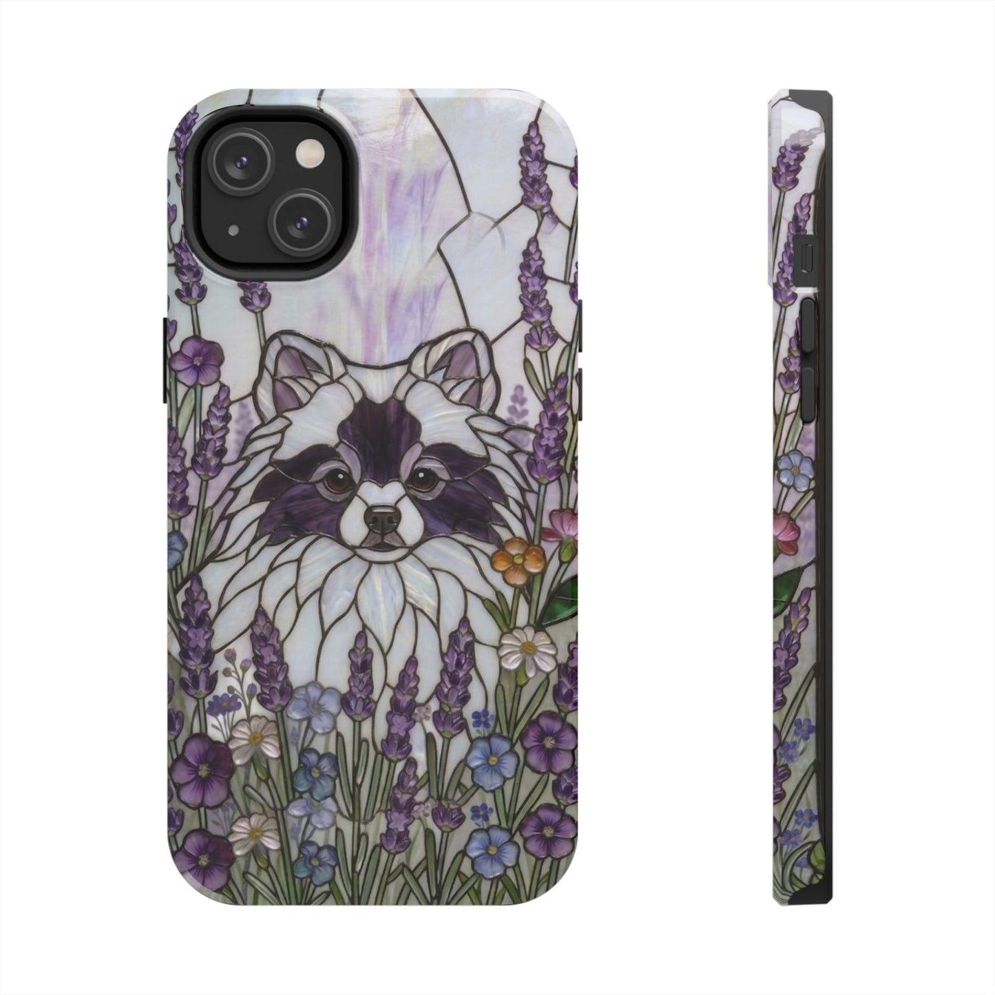 Pomeranian Stained Glass Style Tough Case — Lavender Floral Theme