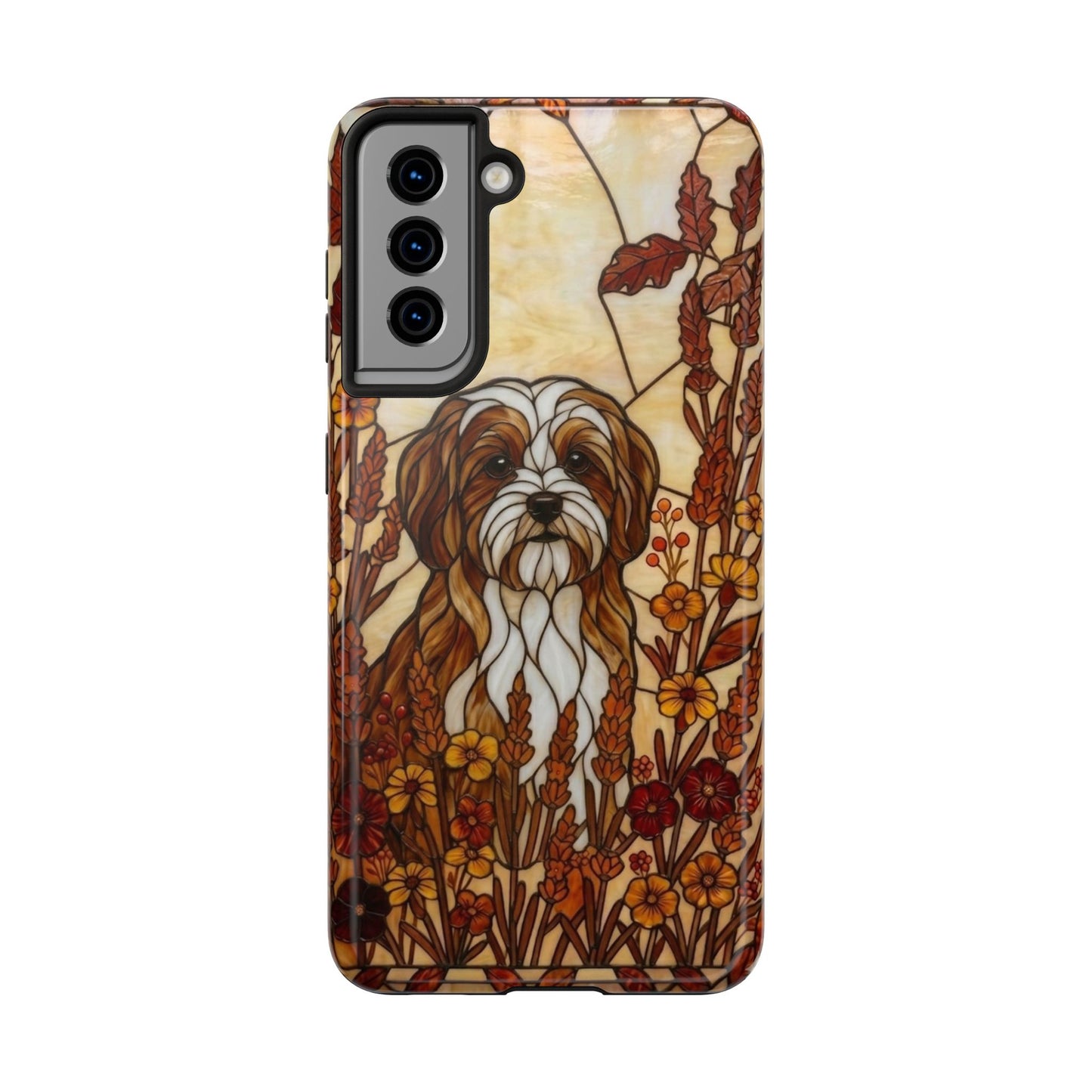 Maltese Stained Glass Style Tough Case — Autumn Warmth Theme