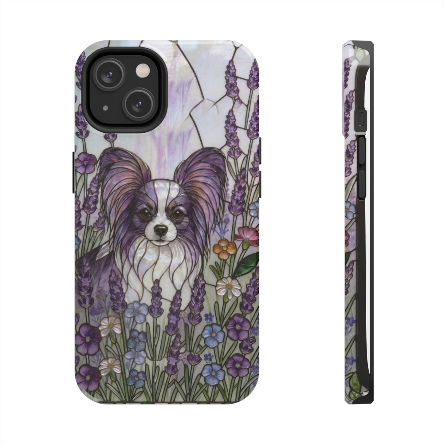 Papillon Stained Glass Style Tough Case — Lavender Floral Theme