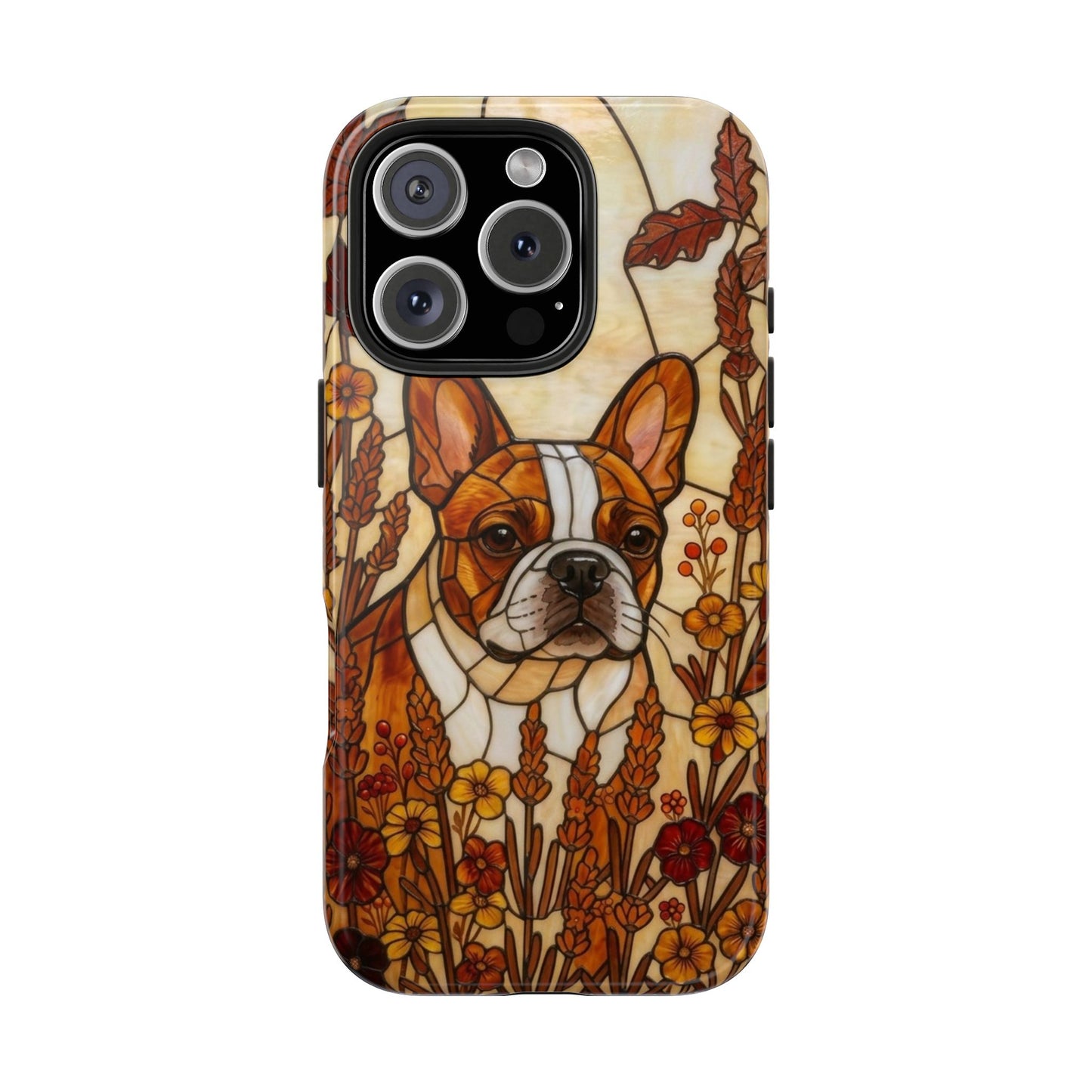 Frenchie Stained Glass Style Tough Case — Autumn Warmth Theme