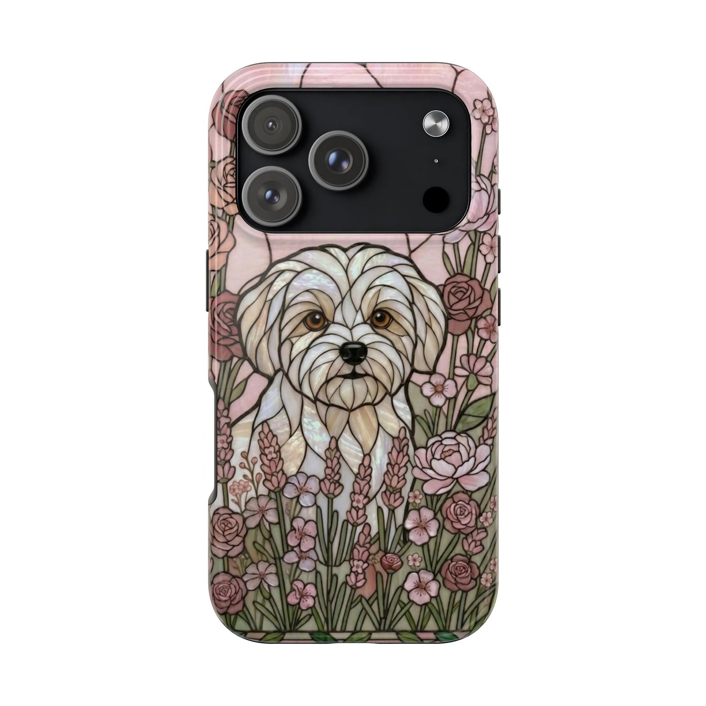 Maltese Stained Glass Style Tough Case — Rose Garden Theme