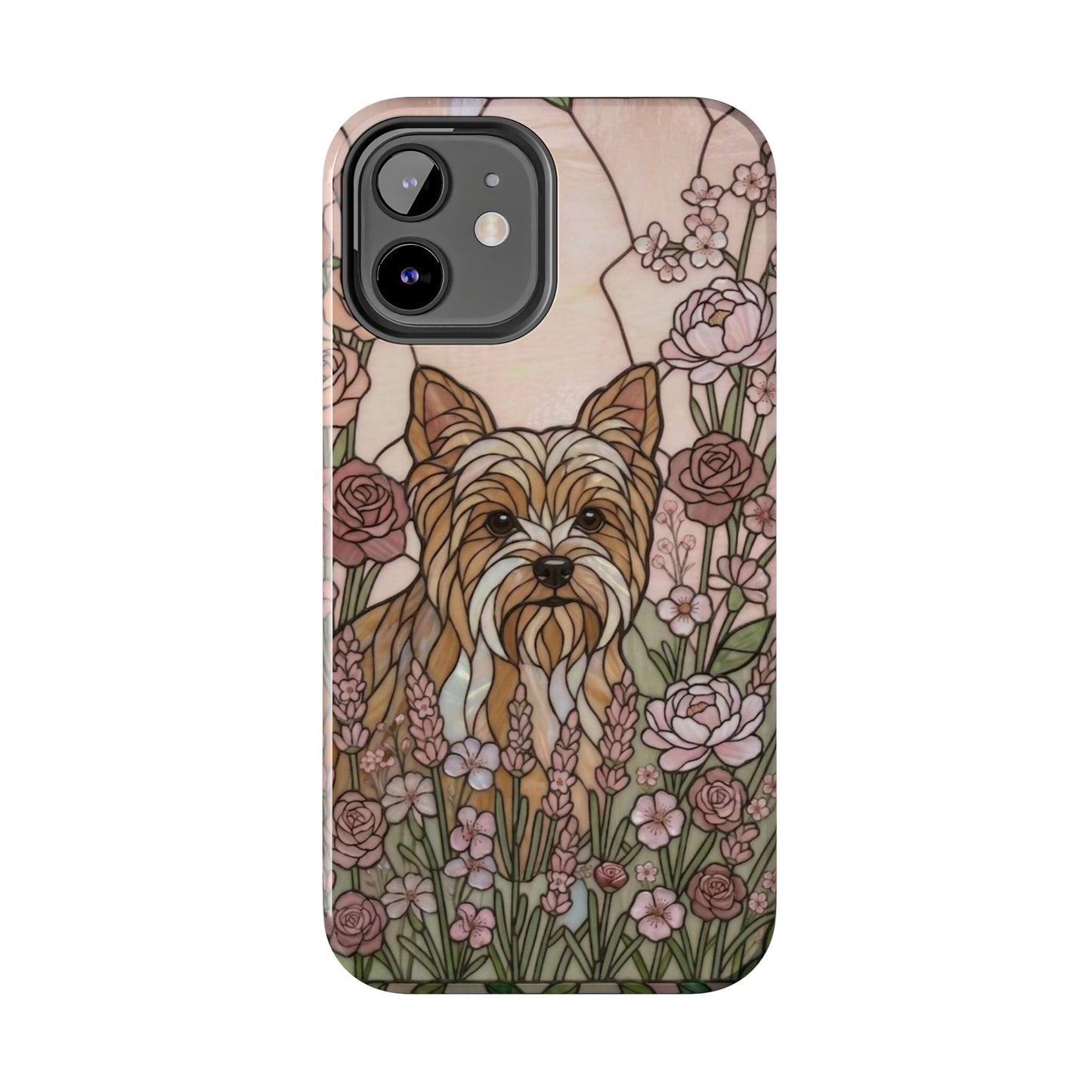 Yorkie Stained Glass Style Tough Case — Rose Garden Theme