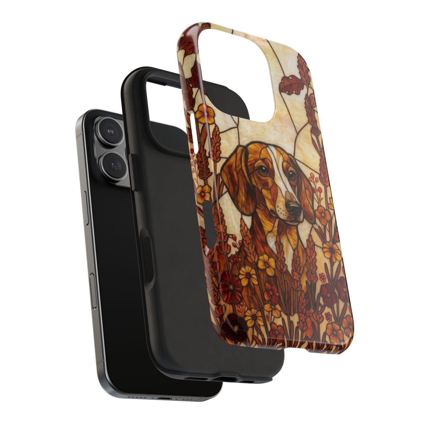 Dachshund Stained Glass Style Tough Case — Autumn Warmth Theme