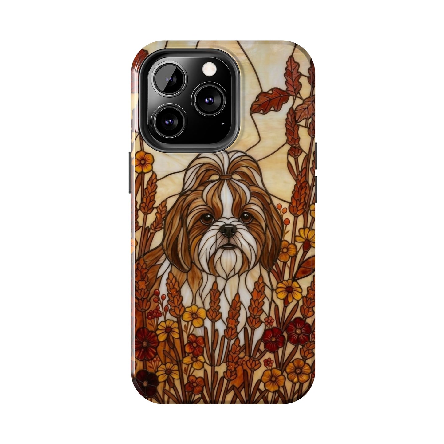 Shih Tzu Stained Glass Style Tough Case — Autumn Warmth Theme