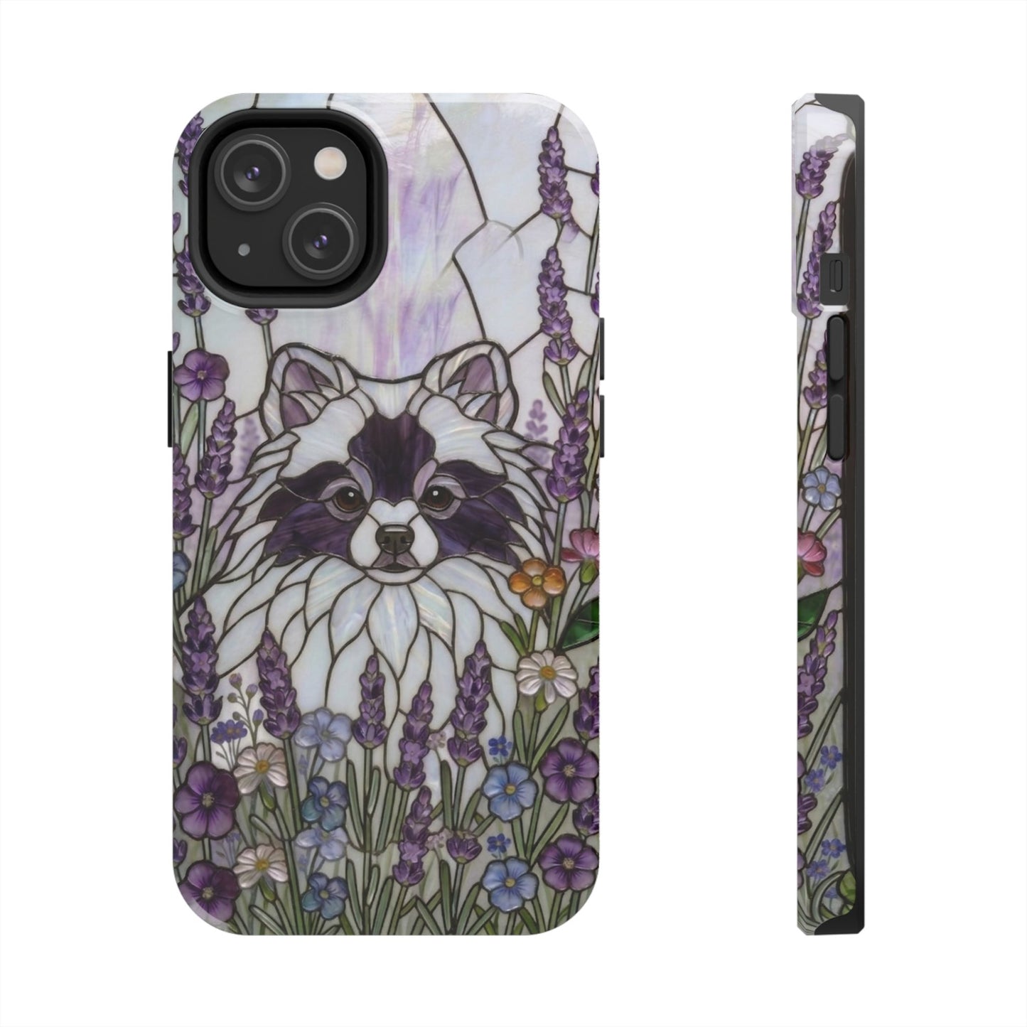 Pomeranian Stained Glass Style Tough Case — Lavender Floral Theme