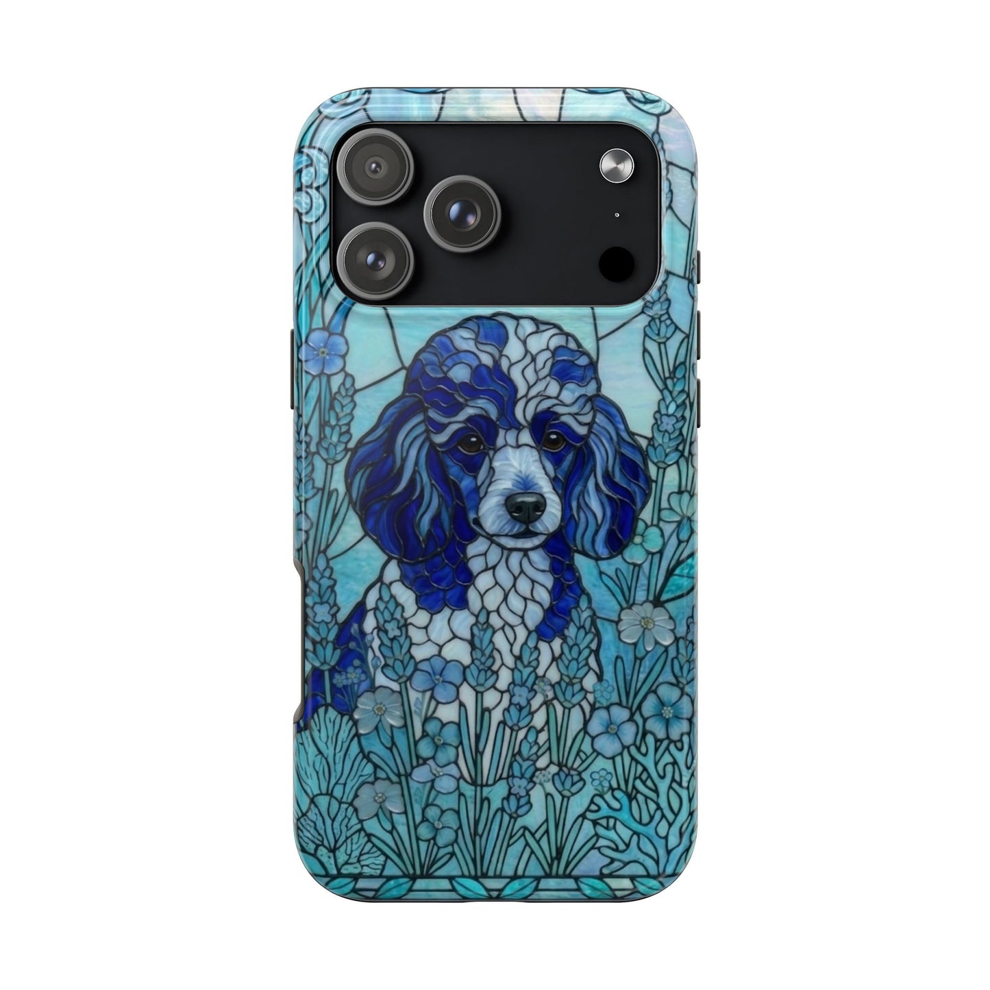 Toy Poodle Stained Glass Style Tough Case — Ocean Blue Theme