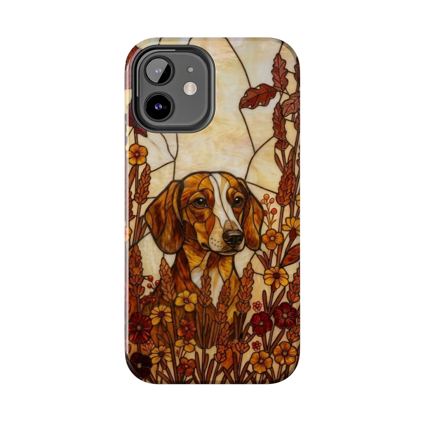Dachshund Stained Glass Style Tough Case — Autumn Warmth Theme