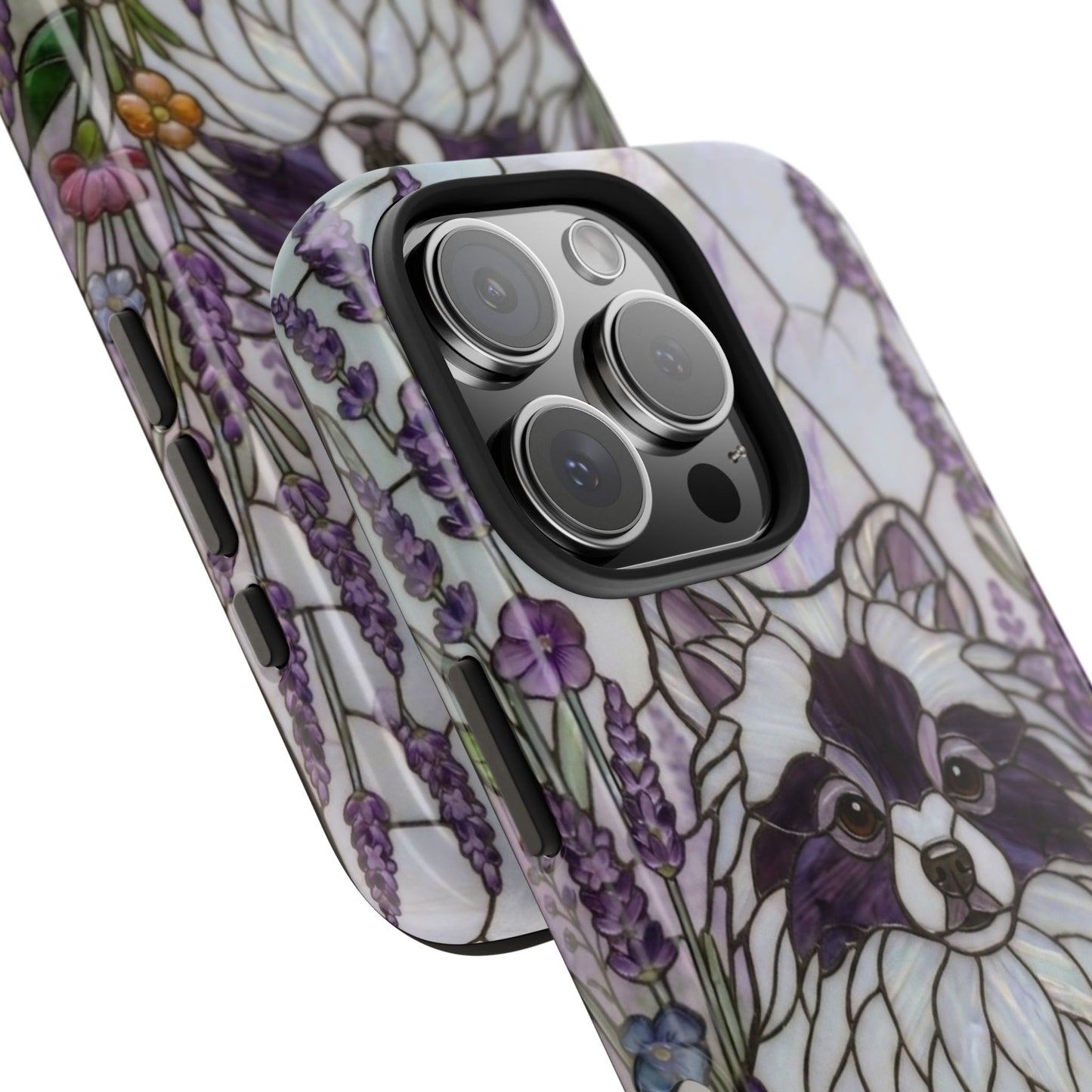 Pomeranian Stained Glass Style Tough Case — Lavender Floral Theme