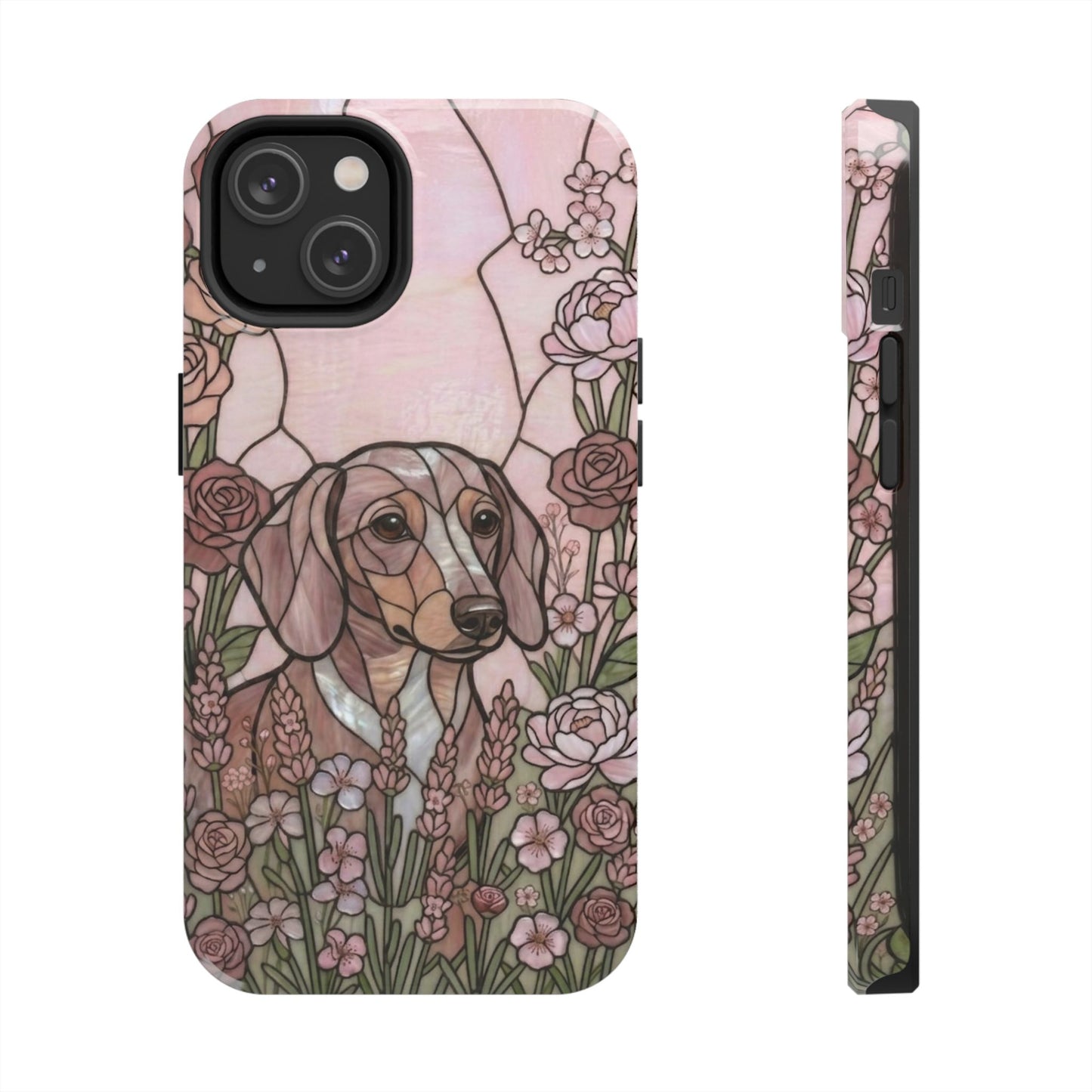 Dachshund Stained Glass Style Tough Case — Rose Garden Theme