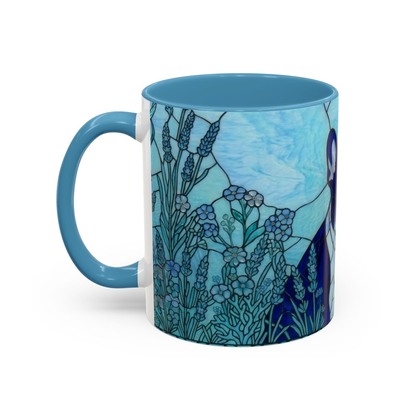 Stained Glass French Bulldog Coffee Mug — Ocean Blue Theme