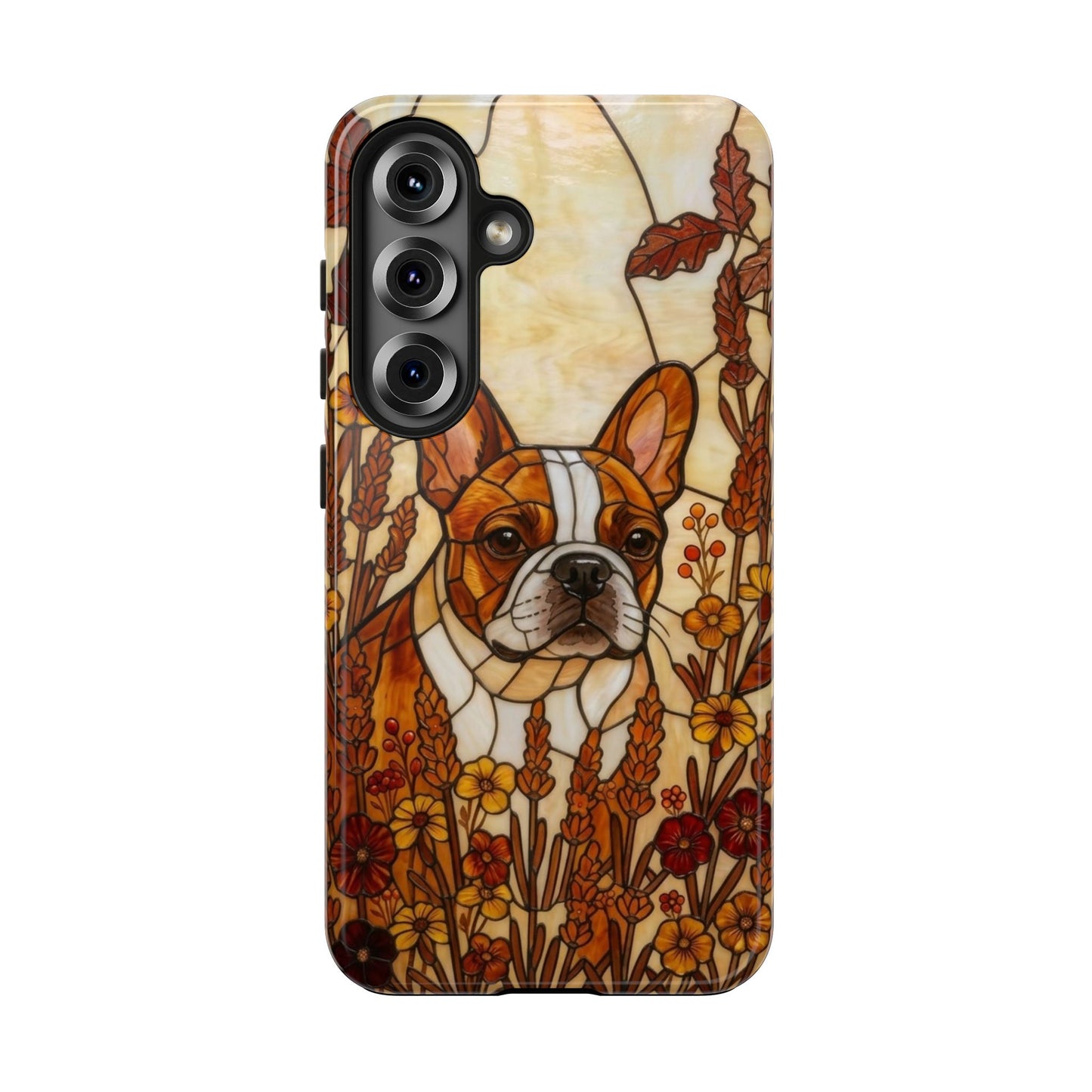 Frenchie Stained Glass Style Tough Case — Autumn Warmth Theme