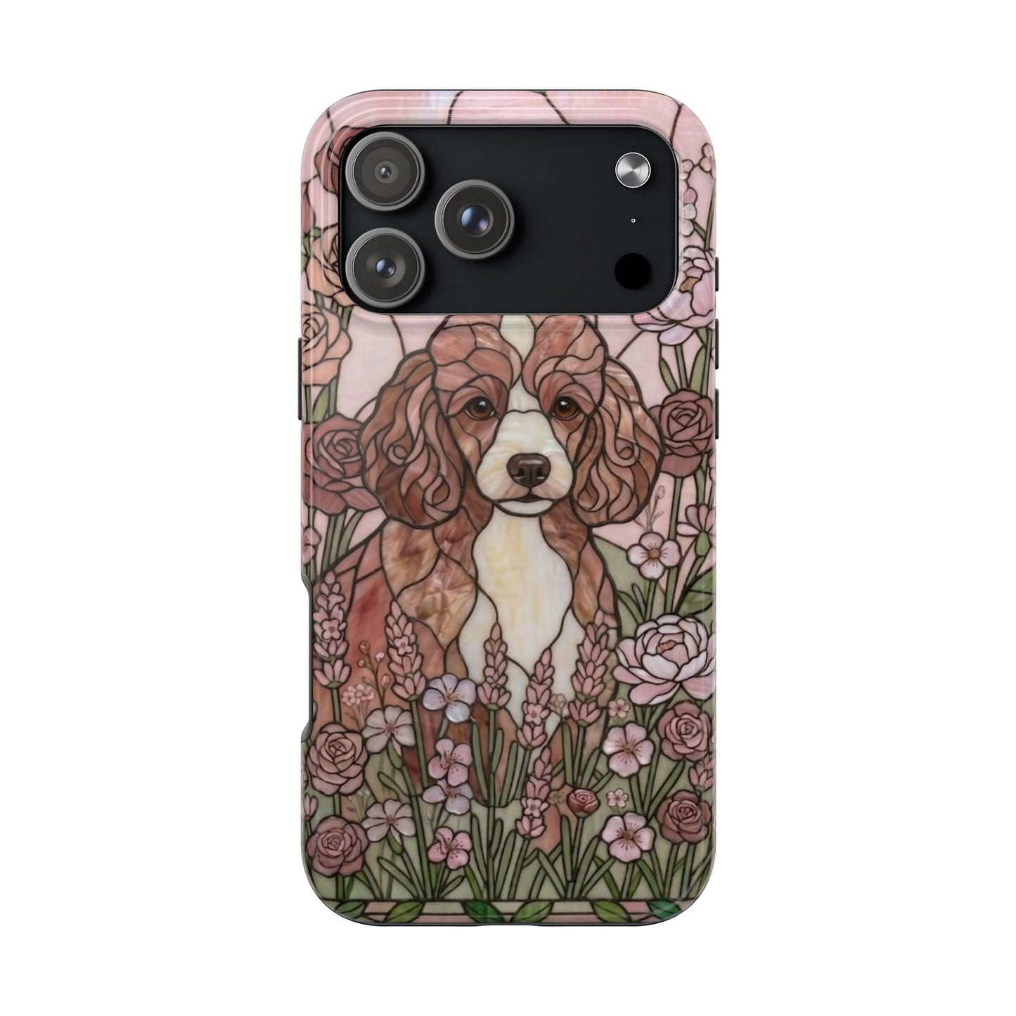 Toy Poodle Stained Glass Style Tough Case — Rose Garden Theme