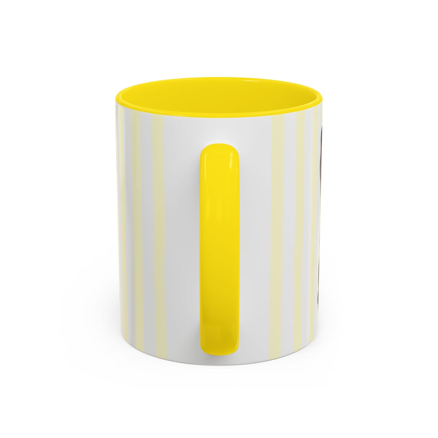 Cute Light Yellow Striped Papillon Ceramic Cup