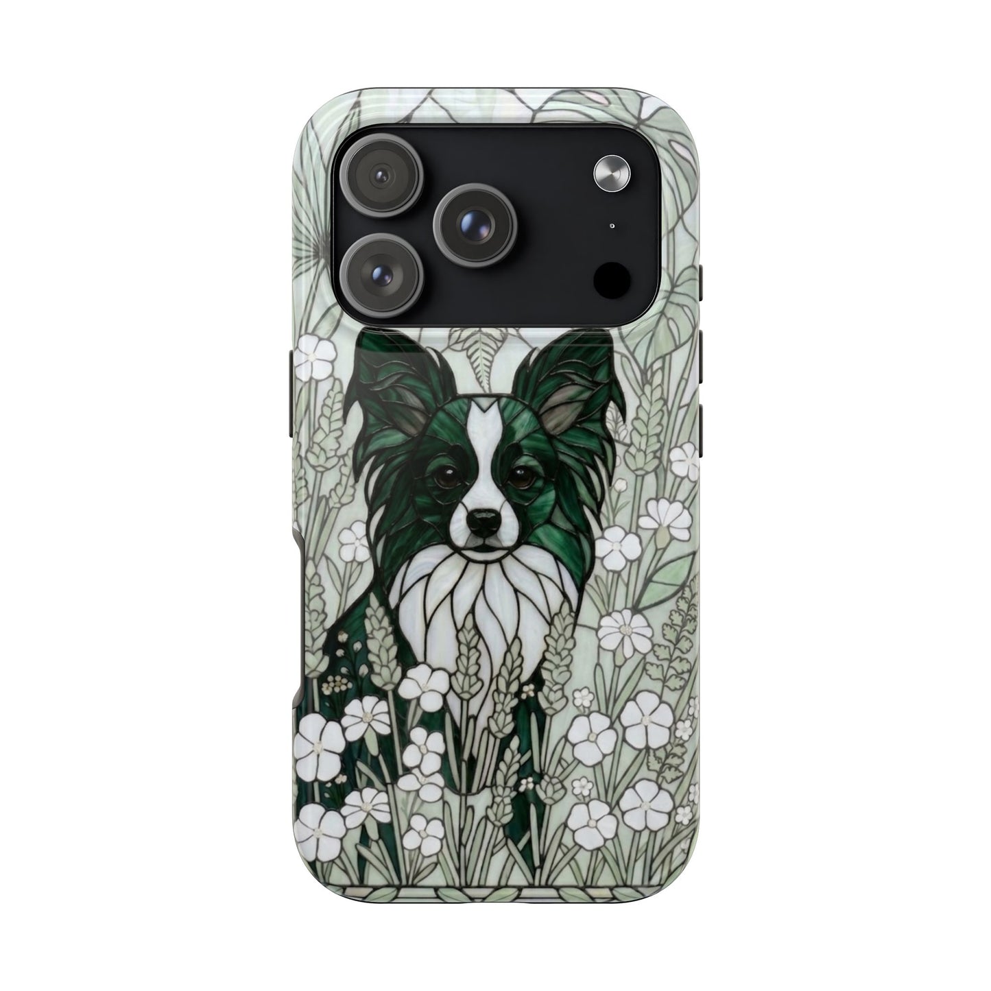 Papillon Stained Glass Style Tough Case — Botanical Green Theme
