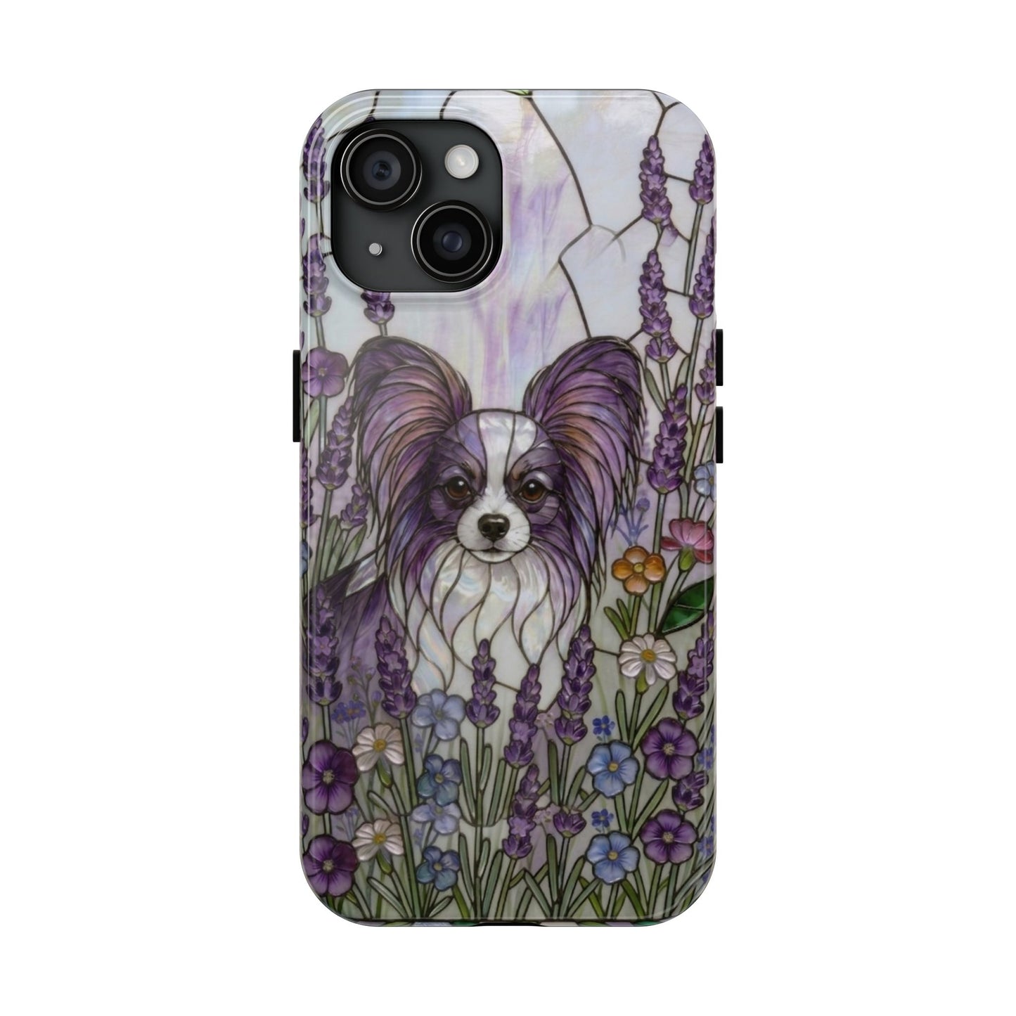 Papillon Stained Glass Style Tough Case — Lavender Floral Theme