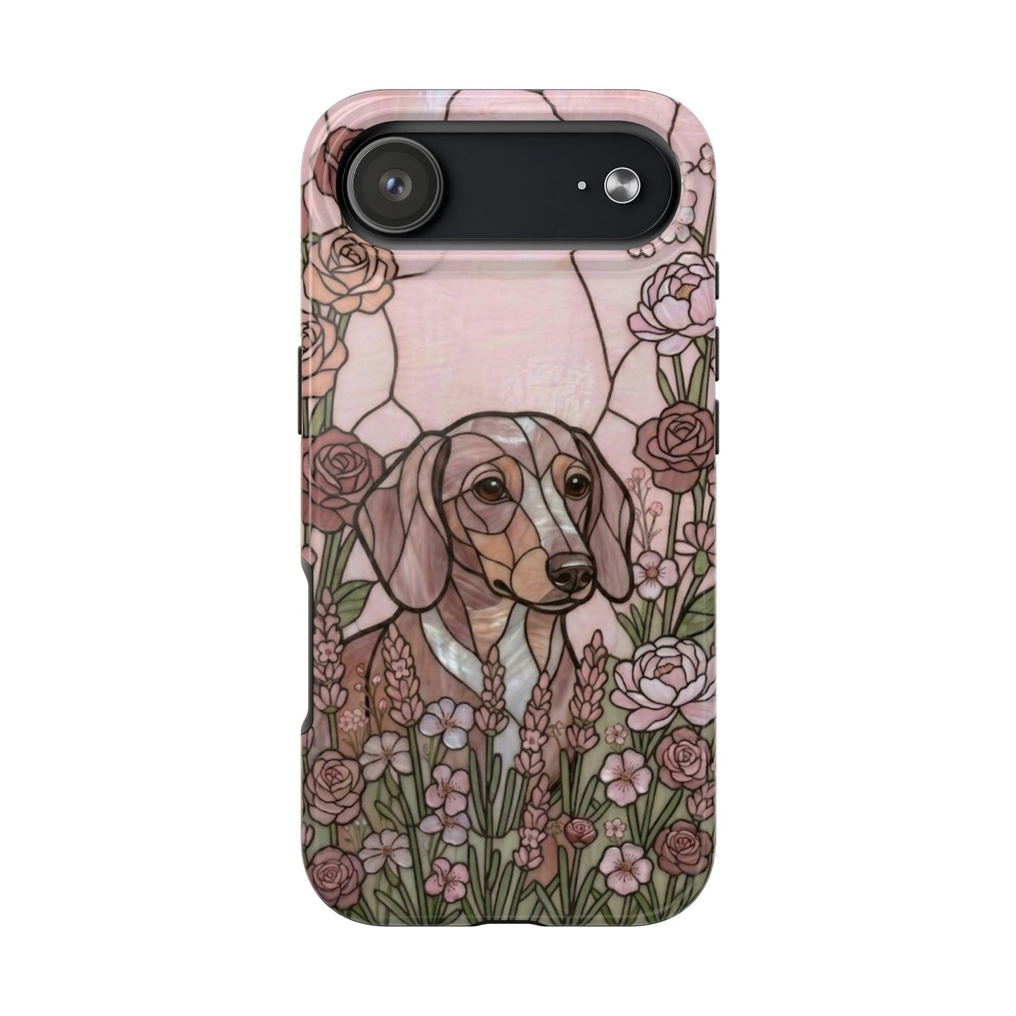 Dachshund Stained Glass Style Tough Case — Rose Garden Theme