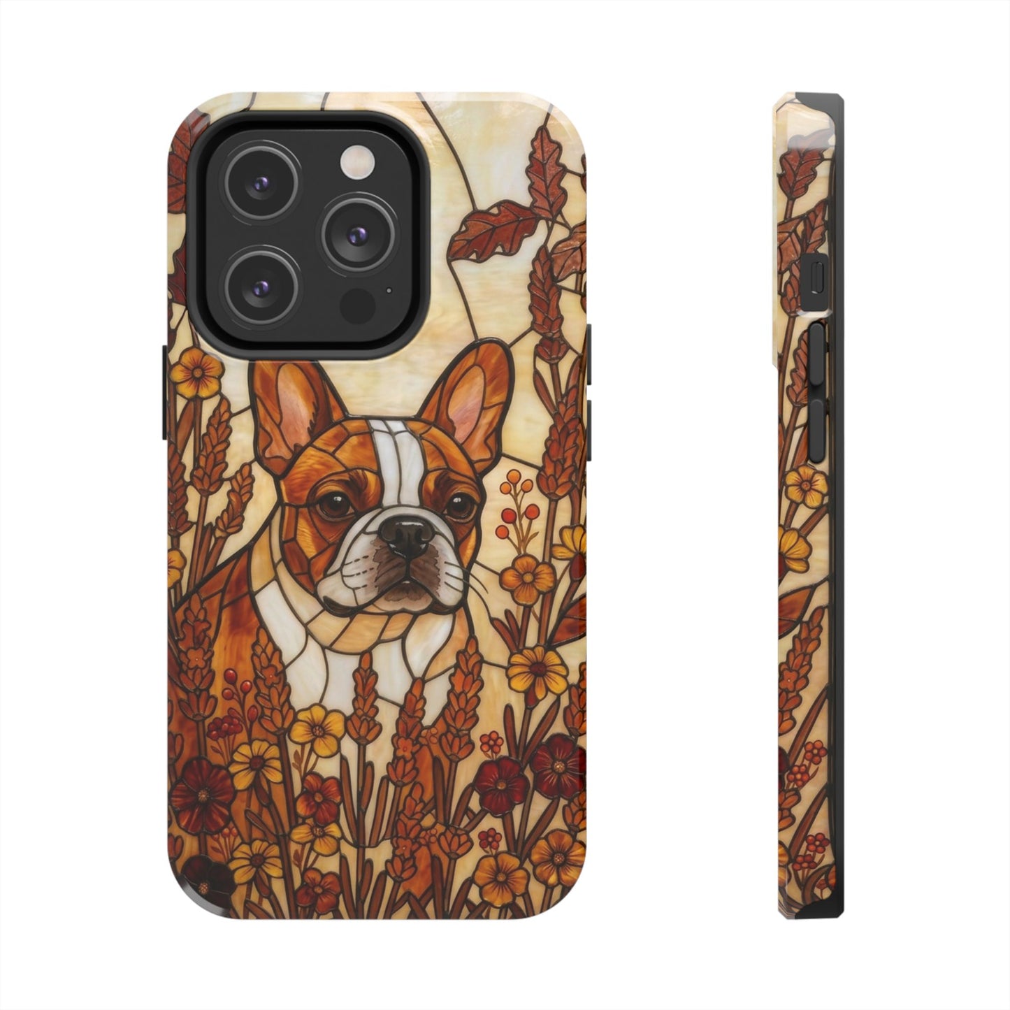 Frenchie Stained Glass Style Tough Case — Autumn Warmth Theme