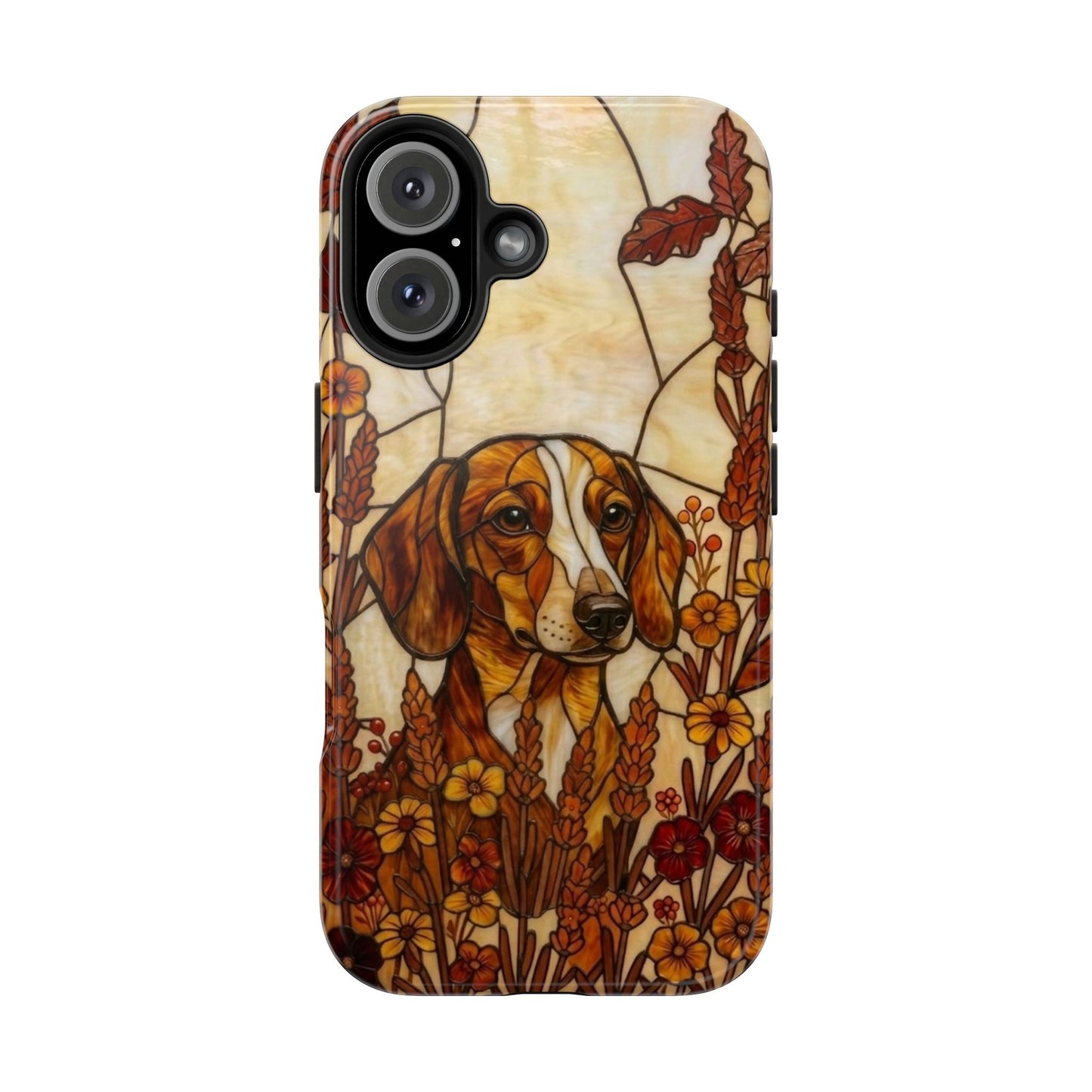 Dachshund Stained Glass Style Tough Case — Autumn Warmth Theme