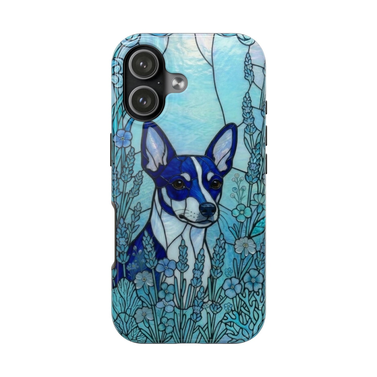 Mini Pinscher Stained Glass Style Tough Case — Ocean Blue Theme