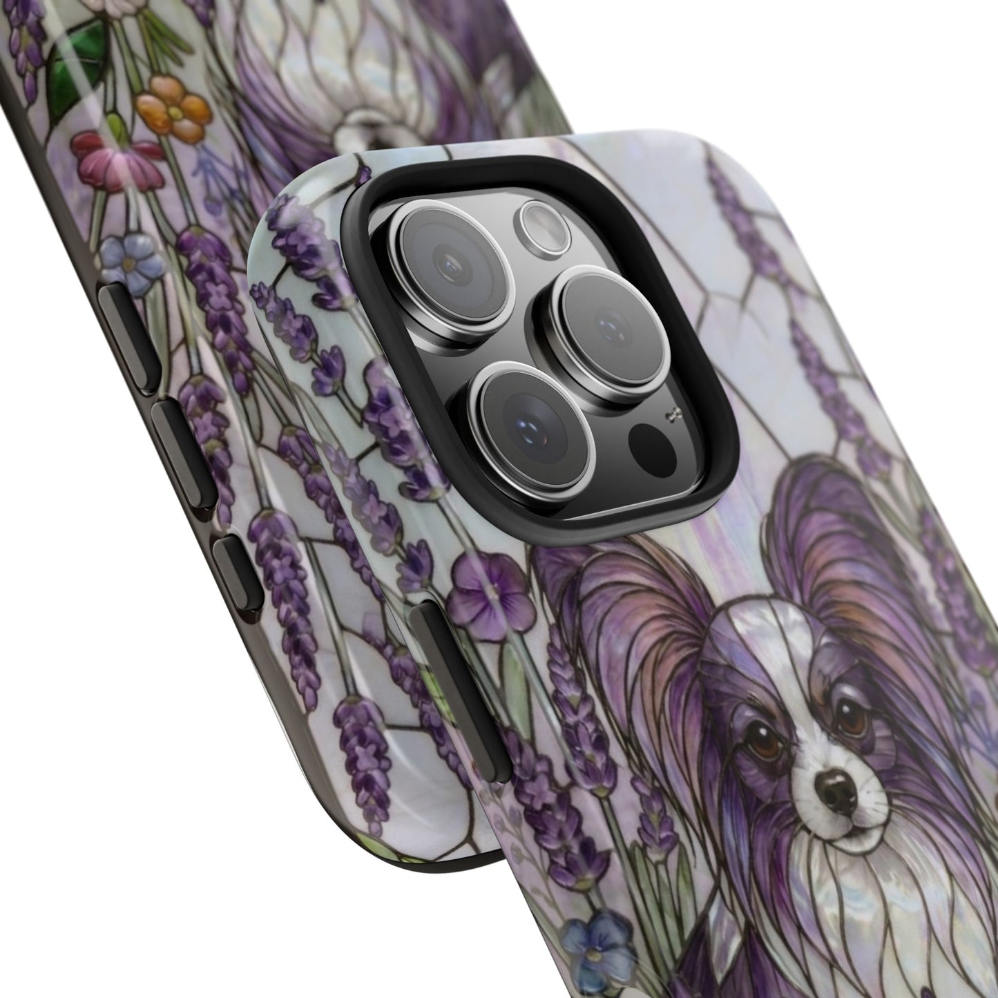 Papillon Stained Glass Style Tough Case — Lavender Floral Theme