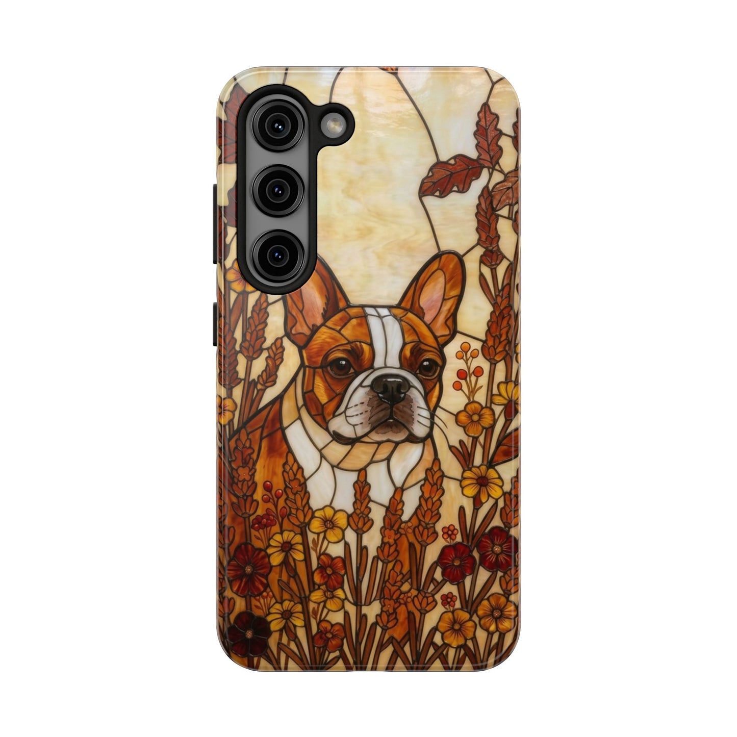 Frenchie Stained Glass Style Tough Case — Autumn Warmth Theme