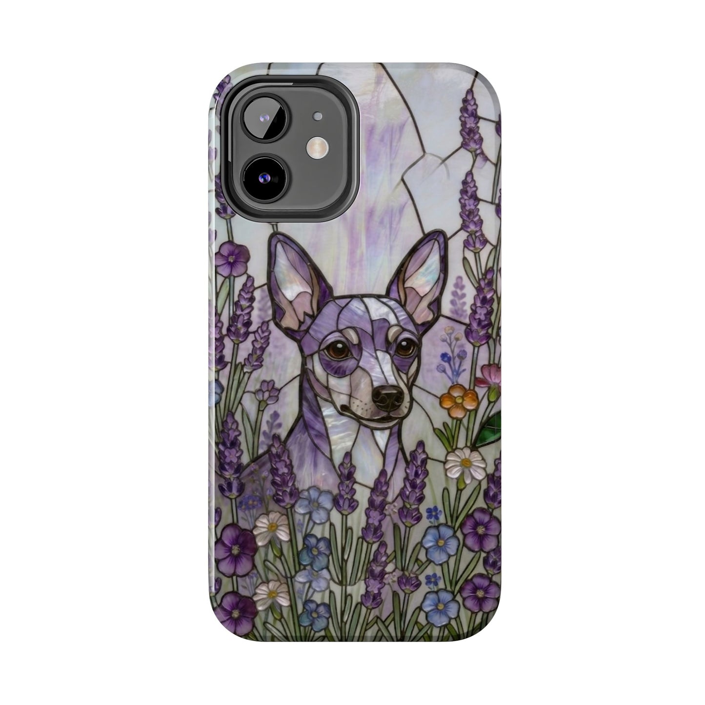 Mini Pinscher Stained Glass Style Tough Case — Lavender Floral Theme