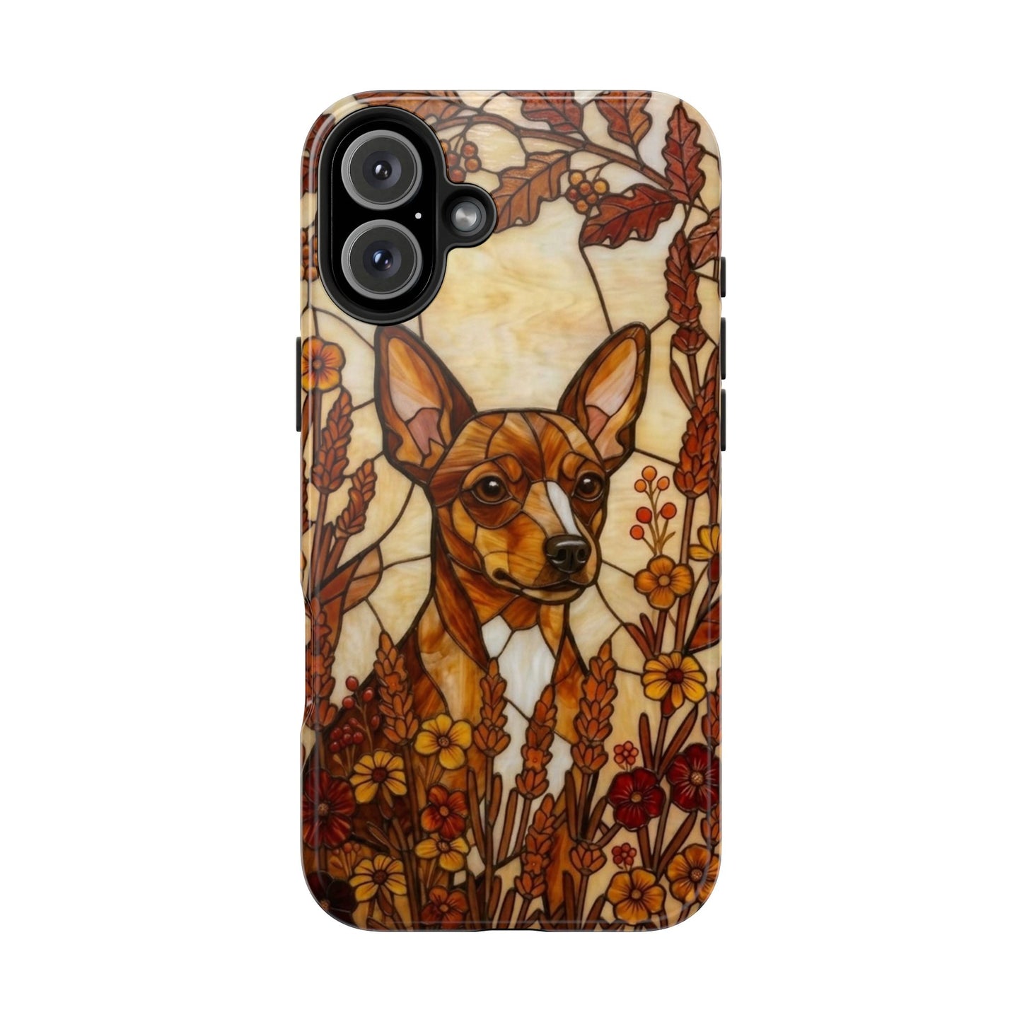 Mini Pinscher Stained Glass Style Tough Case — Autumn Warmth Theme
