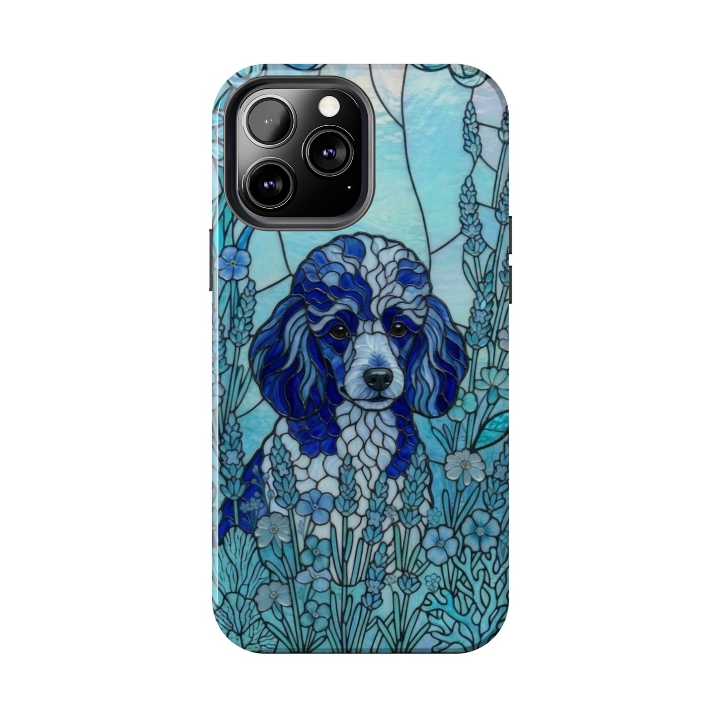Toy Poodle Stained Glass Style Tough Case — Ocean Blue Theme