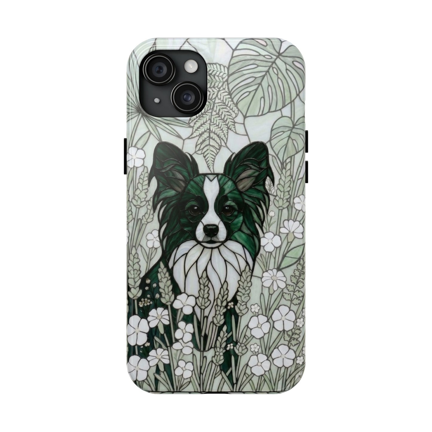 Papillon Stained Glass Style Tough Case — Botanical Green Theme