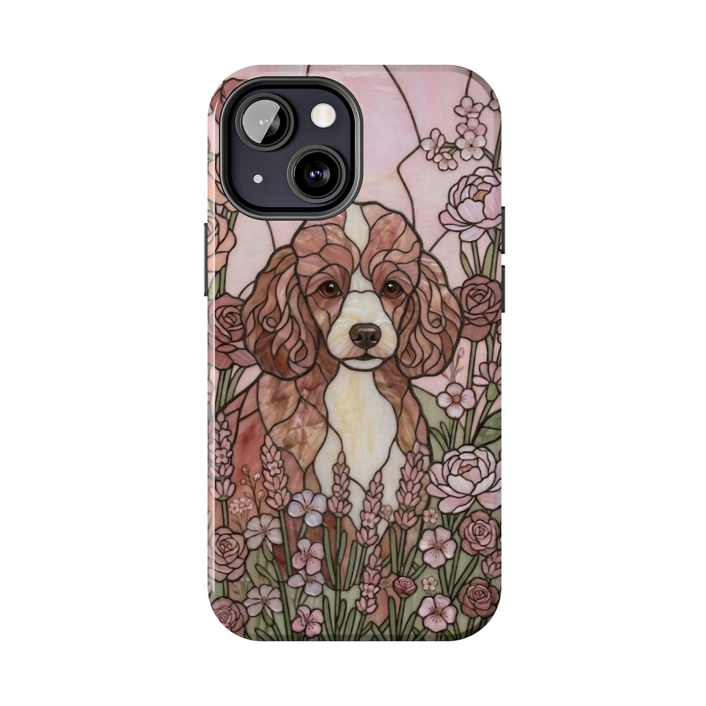 Toy Poodle Stained Glass Style Tough Case — Rose Garden Theme