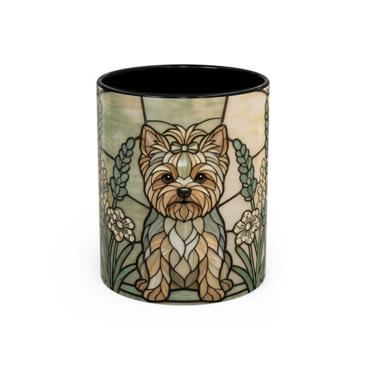 Decorative mug with a dog illustration on a white background