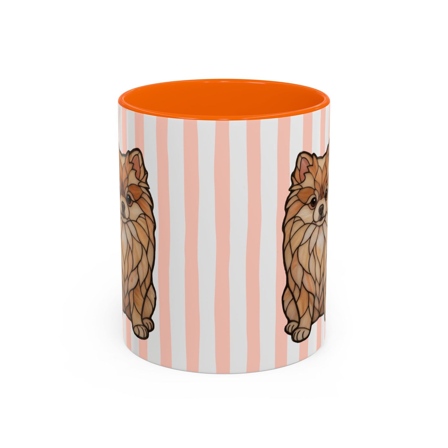Cute Light Orange Striped Pomeranian Ceramic Cup