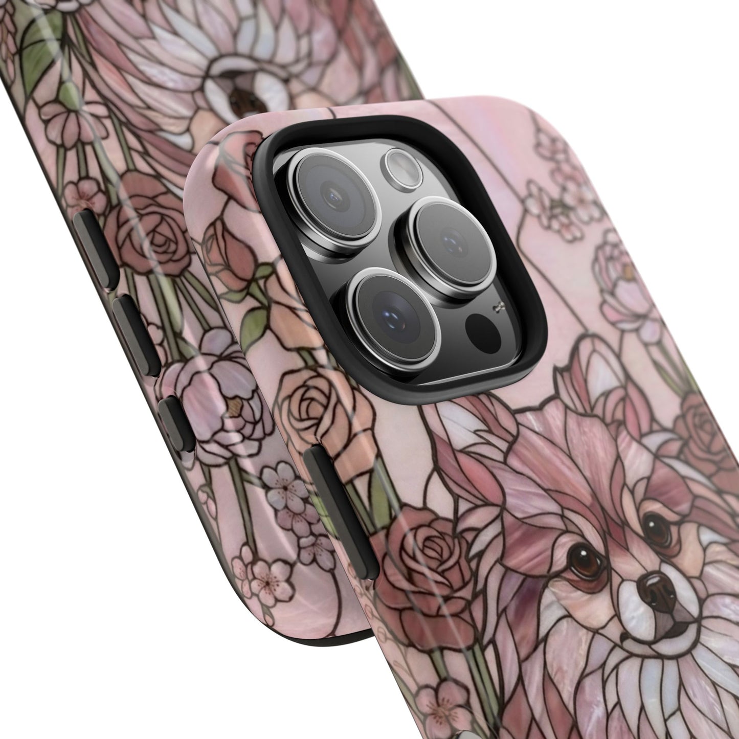 Pomeranian Stained Glass Style Tough Case — Rose Garden Theme