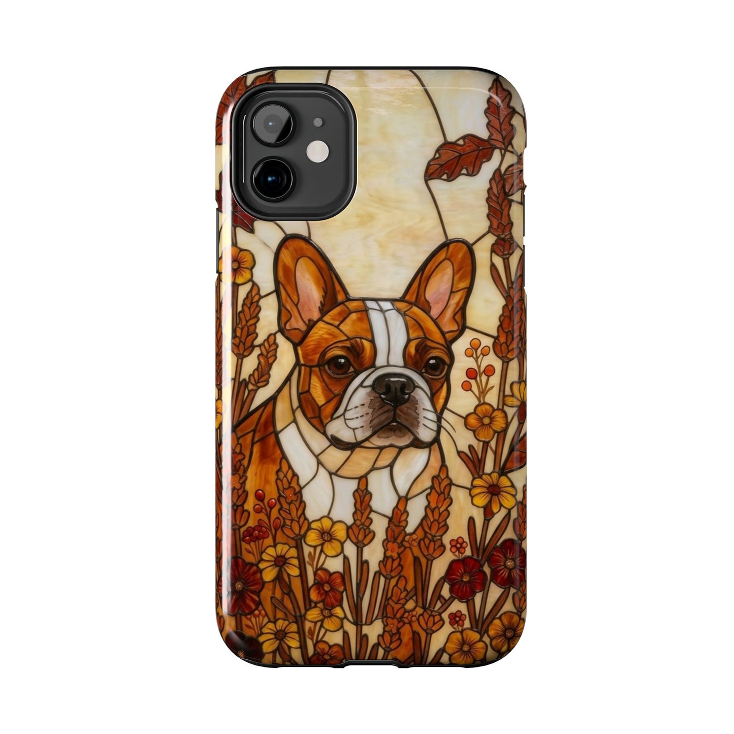 Frenchie Stained Glass Style Tough Case — Autumn Warmth Theme