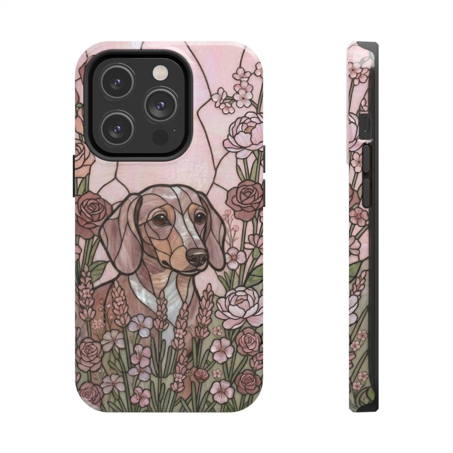 Dachshund Stained Glass Style Tough Case — Rose Garden Theme
