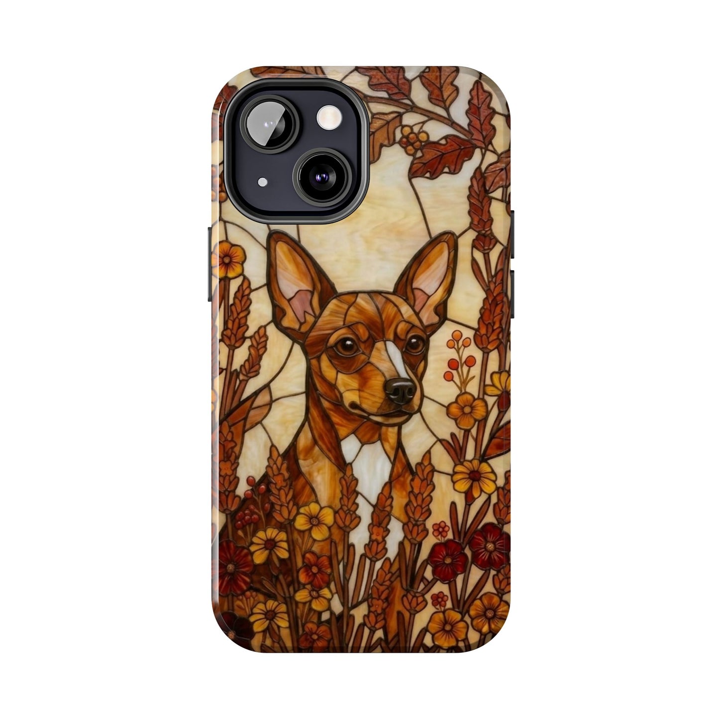 Mini Pinscher Stained Glass Style Tough Case — Autumn Warmth Theme