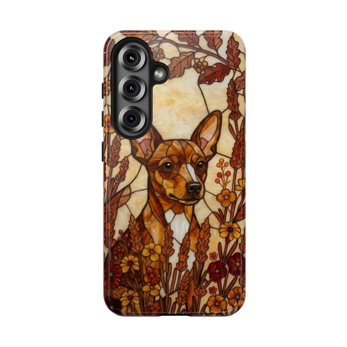 Mini Pinscher Stained Glass Style Tough Case — Autumn Warmth Theme