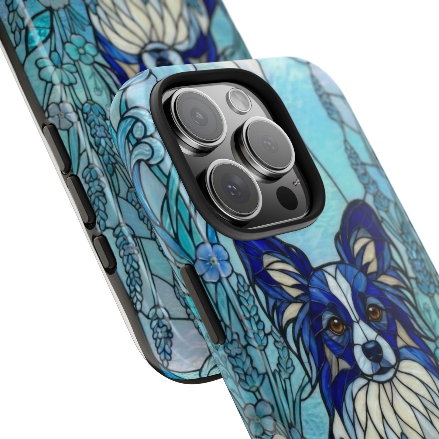 Papillon Stained Glass Style Tough Case — Ocean Blue Theme