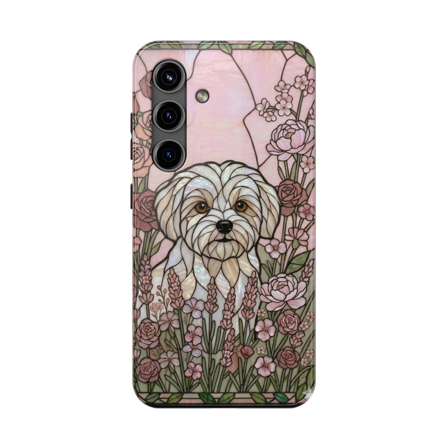Maltese Stained Glass Style Tough Case — Rose Garden Theme