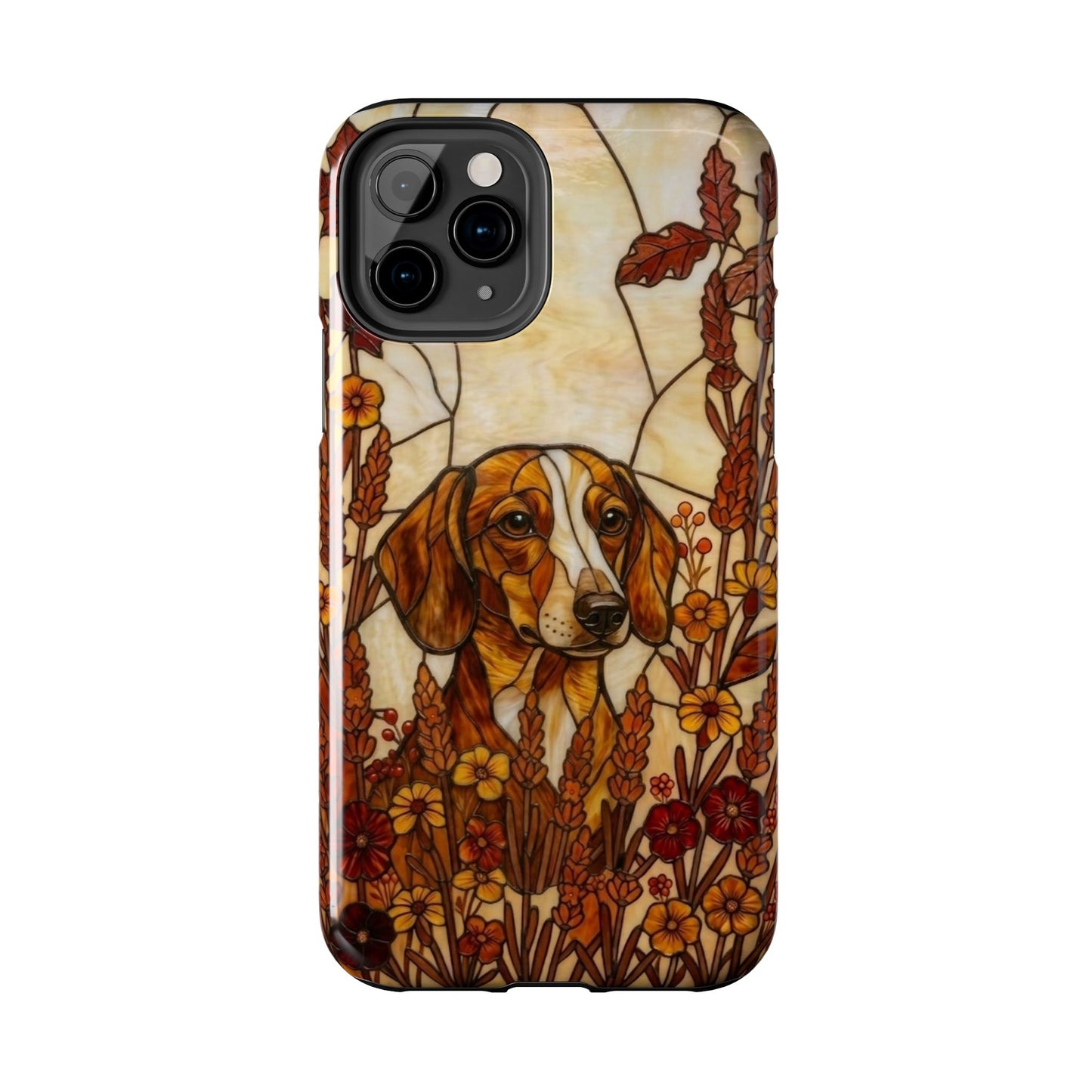 Dachshund Stained Glass Style Tough Case — Autumn Warmth Theme
