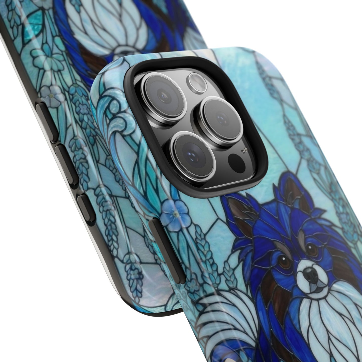 Pomeranian Stained Glass Style Tough Case — Ocean Blue Theme