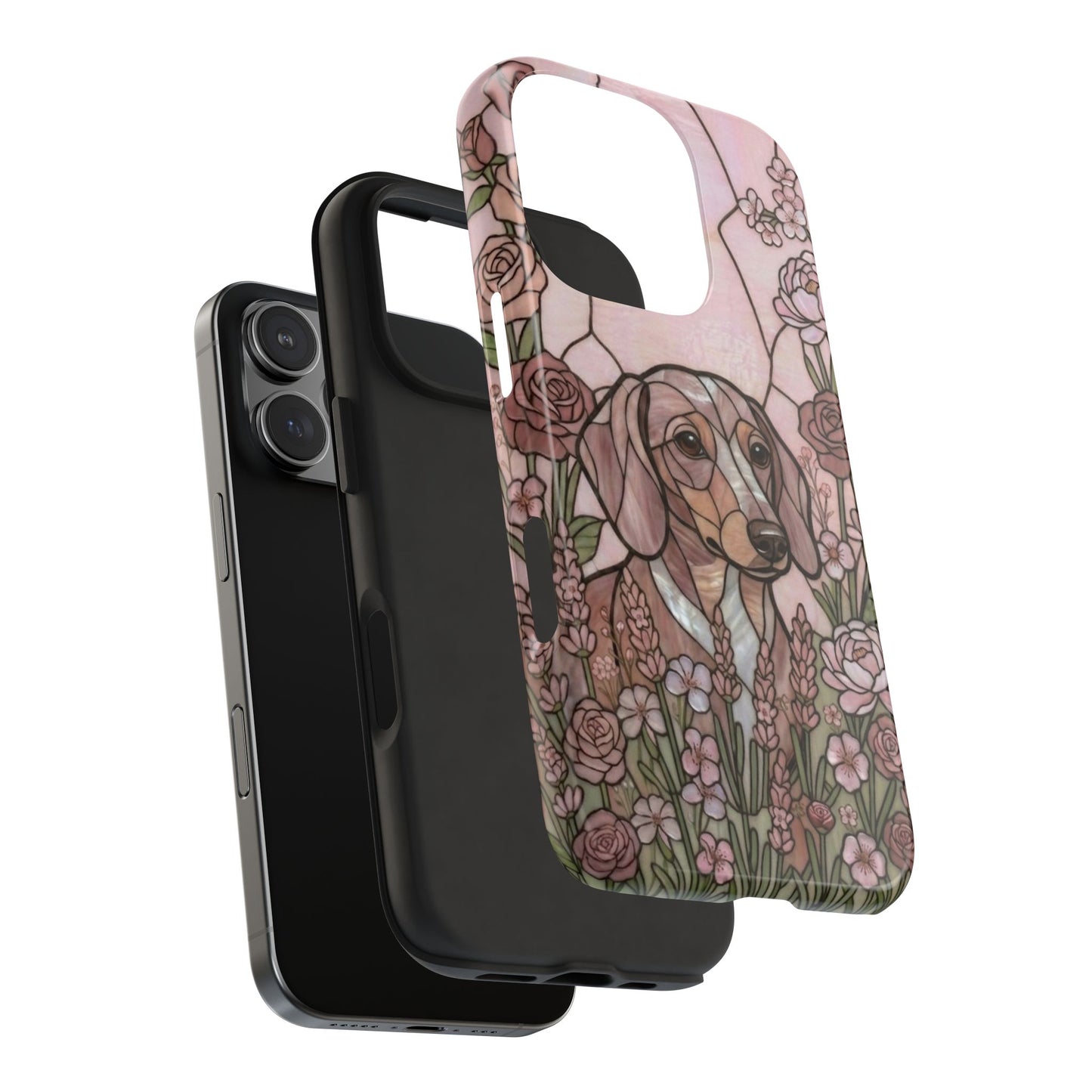 Dachshund Stained Glass Style Tough Case — Rose Garden Theme