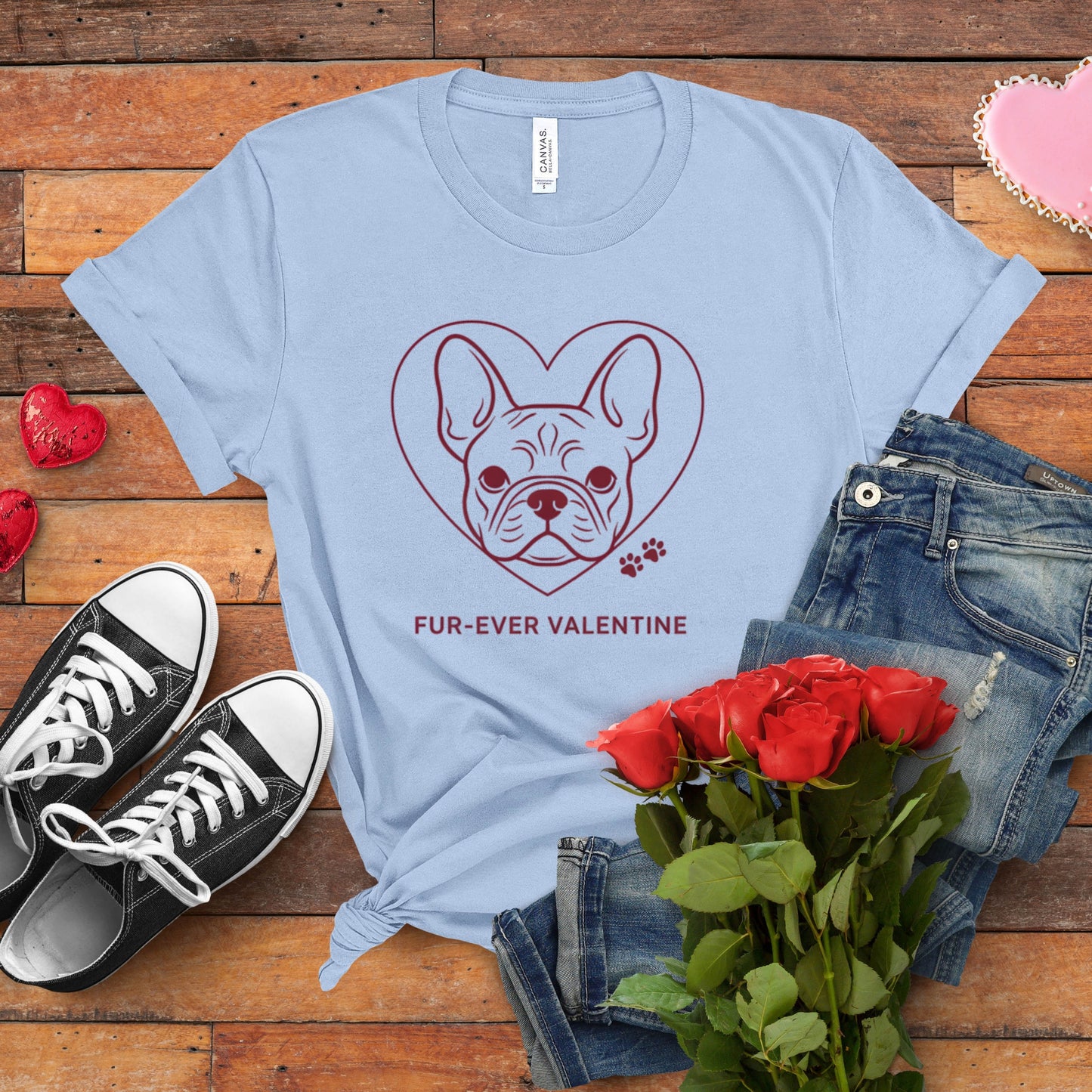 Fur‑Ever Valentine Frenchie Premium Tee
