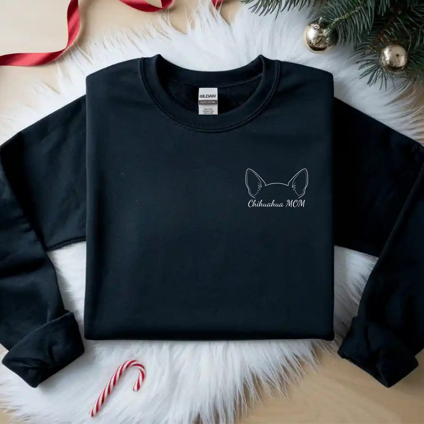 "Chihuahua MOM" Premium Sweatshirt – Minimal Outline Gift for Dog Lovers