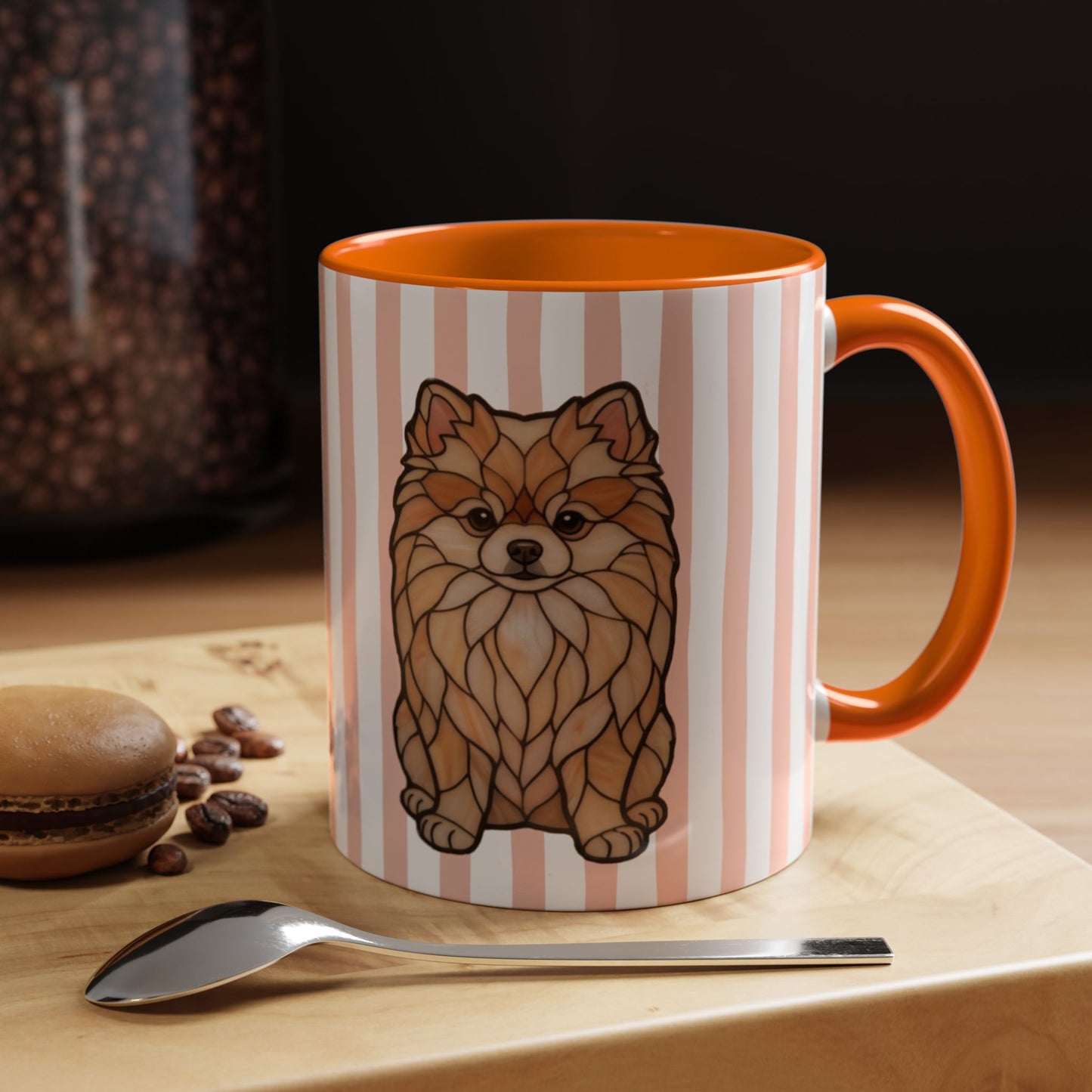 Cute Light Orange Striped Pomeranian Ceramic Cup