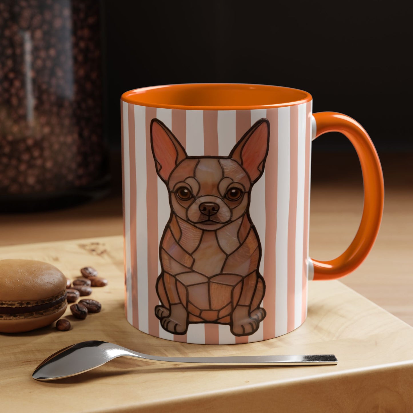 Cute light Orange Striped Chihuahua Ceramic Cup