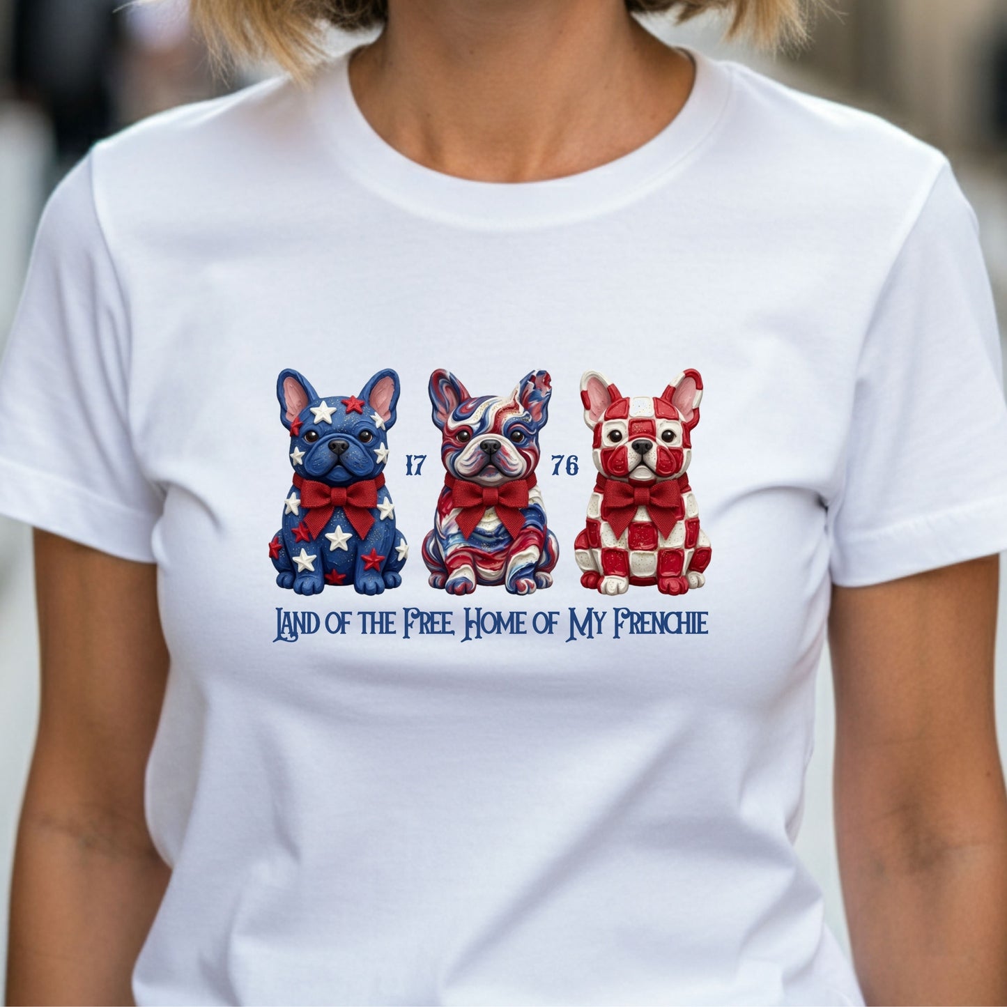 Frenchie Patriotic Free Land Premium Tee
