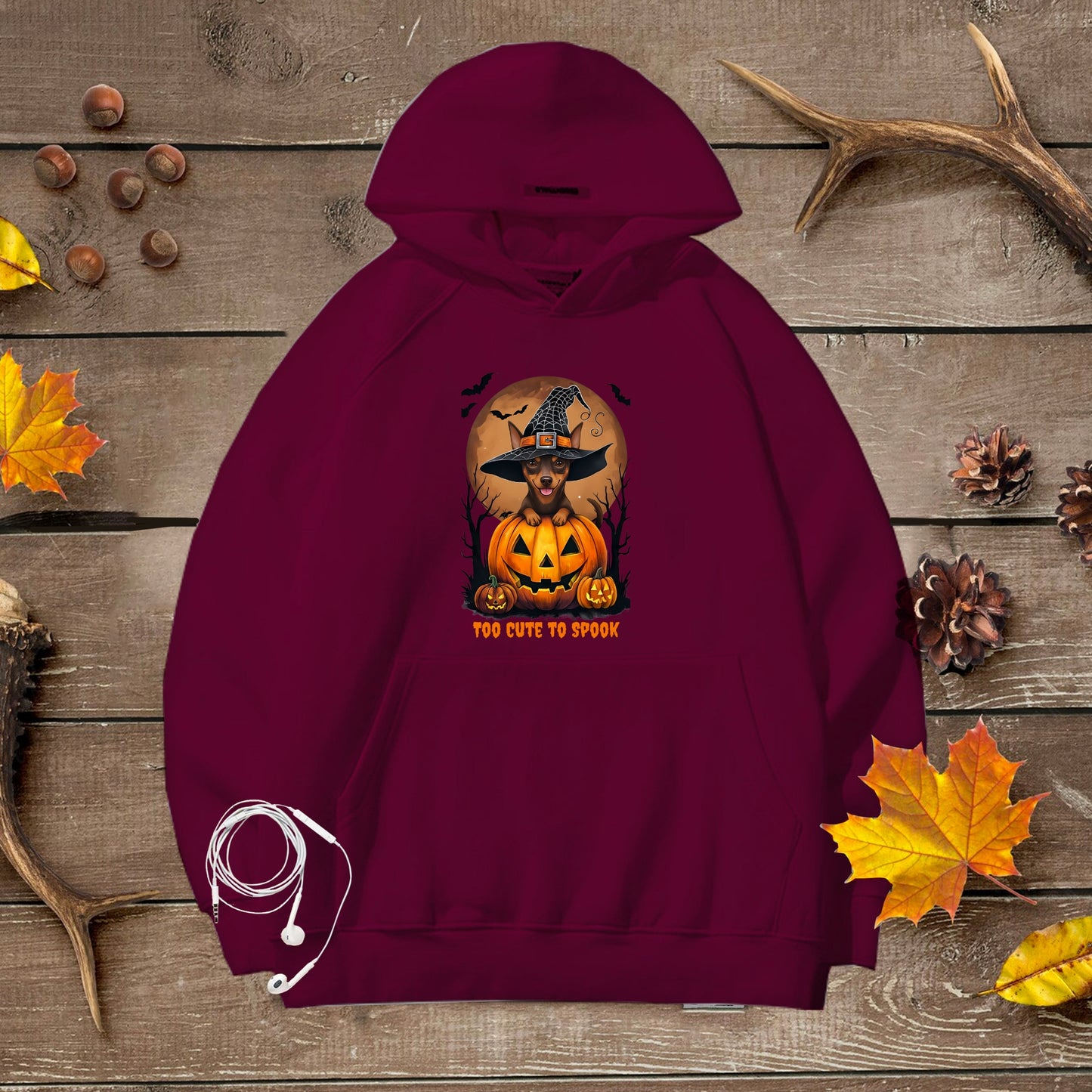 Cute Halloween Unisex Premium Hoodie Mini Pinscher Witch