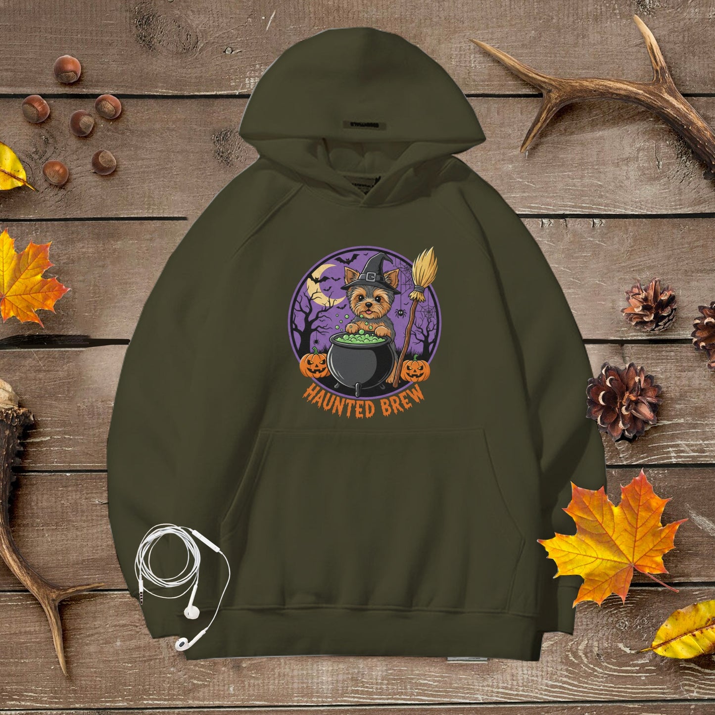 Cute Yorkiew Halloween Unisex Premium Hoodie Witch Cauldron